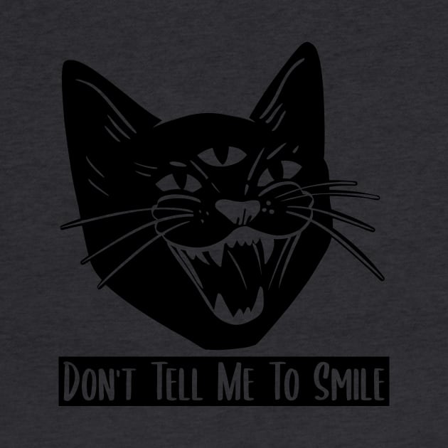 Don't Tell Me To Smile hissing 3 eye Cat by SusanaDesigns